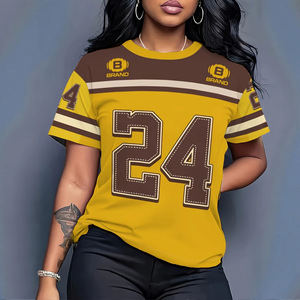 Nouveau <span class=keywords><strong>T</strong></span>-<span class=keywords><strong>shirt</strong></span> à manches courtes pour femmes, style rétro <span class=keywords><strong>américain</strong></span>, imprimé numérique, coupe ajustée, mode européenne et américaine - Product Image 2