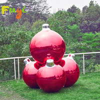 Boule décorative d'arbre de Noël Lumière rouge universelle Grande boule plaquée Boule de Noël gonflable en plastique