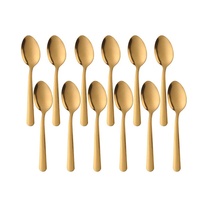 Ensemble de cuillères à soupe en acier inoxydable, 12 pièces, Design martelé brillant doré avec poignée de sablage