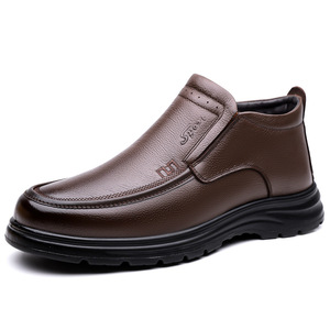 Men Winter <b>Ankle</b> Boots Genuine Leather Round Toe Plush Lining Rubber Outsole Anti Slip Soft Sole Snow Boots - Product Image 5