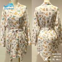 Vêtements décontractés d'automne personnalisés à volants Tenues de détente Combinaisons Cardigan en coton respirant Pyjamas imprimés