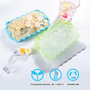 <span class=keywords><strong>Bac</strong></span> à glaçons en <span class=keywords><strong>silicone</strong></span> à 37 grilles avec <span class=keywords><strong>couvercle</strong></span> écologique pour un usage domestique Moule à glaçons bricolage facile à libérer - Product Image 2