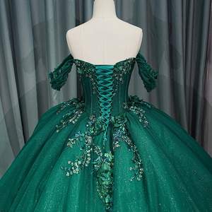 Luxury <b>Dark</b> <b>Green</b> Shiny Evening <b>Formal</b> Gowns <b>Dresses</b> With Long Tail Jancember 6732-1 - Product Image 5