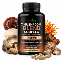 7 Variétés de Champignons en Capsules Végétaliennes, Mélange Naturel de Champignons Bruts Non-OGM, 1000mg, 120 Comprimés, Complément Alimentaire en Bouteille
