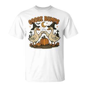 Camiseta Goose Bumps Geese Fist Bump Halloween para adultos, unisex, de algodón, con cuello redondo - Product Image 1