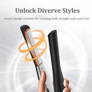 Lisseur et boucleur électrique 2 <span class=keywords><strong>en</strong></span> 1 <span class=keywords><strong>en</strong></span> aluminium avec écran LED pour cheveux courts, femmes et hommes, portable et chauffe rapidement - Product Image 4