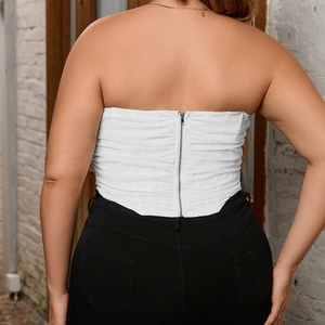 Vente en gros de débardeurs d'été en tricot pour femmes, personnalisés, OEM, de haute qualité, sexy, sans bretelles, couleur unie - Product Image 2