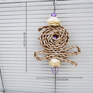 Eco-Friendly Wooden Corn Husk Skewers Novelty Bird <strong>Toy</strong> with Bite Swing Straw Weaving Design for <strong>Parrots</strong> Daily Use - Product Image 2