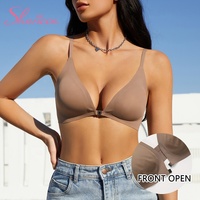 Soutien-gorge Sharicca à ouverture frontale, avec bonnets amovibles en forme de goutte d'eau, sans armatures, découpé au laser, sans coutures pour femme