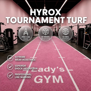 Tapis de piste de luge en gazon artificiel pour salle de sport, résistant à l'abrasion, HYROX Turf 15 mm, absorbant les chocs, ignifuge, écologique, non toxique - Product Image 1