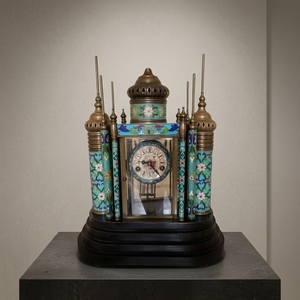 Reloj de Mezquita Antiguo Chino con Esmalte Cloisonné y Caja de Latón, con <span class=keywords><strong>Alarma</strong></span> y Sonido a las Medias y las Horas - Product Image 3