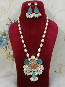 Handcrafted Minakari Kundan Necklace with <b>Earrings</b> <b>Long</b> Pear Chain Bridal Jewelry <b>Woman</b> And Girl Traditional Fashion Wholesale - Product Image 2