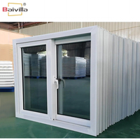 Ventanas de PVC de Diseño Europeo Americano, Ventana Corredera de Doble Vidrio con Persiana Integrada