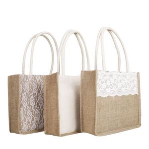 Custom Printed Lace Burlap Jute Canvas Tote <b>Bag</b> Eco-friendly Handled Shopping <b>Bag</b> for Literary Recycle for <b>Gifts</b> Promotions - Product Image 2