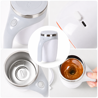 Mug mélangeur à café motorisé OEM 380 ml avec intérieur en acier inoxydable, agitation automatique pour la préparation de boissons sur le bureau et cadeaux