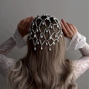 Serre-tête bohème à pampilles de perles avec chaîne perlée à franges pour mariée, accessoire de cheveux pour mariage, fête, bal de promo, soirée - Product Image 6