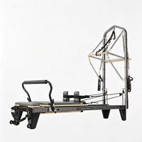 Hitam untuk Half Tower Aluminum Pilates Reformer dengan Ladder Barrel Mesin Pilates Portabel untuk Rumah & Studio Komersial Ringan