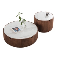 Table basse multifonctionnelle pour le salon Table basse de rangement en forme de pétale Table basse ronde en bois de noyer couleur roche