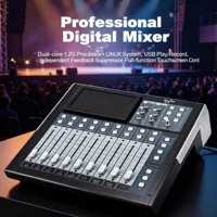 Console audio numérique professionnelle 10 canaux AE-S10 avec écran tactile 7 pouces, contrôle Wi-Fi iPad et commandes d'égaliseur métalliques pour DJ et scène