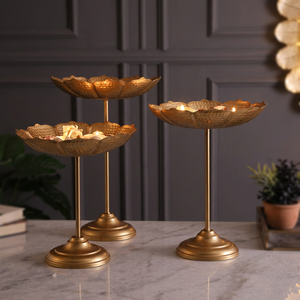 Juego de Urli Taj con pipa y base Pendi, Urli de metal con base Pendi, Portavelas decorativo, Urli Taj para decoración del hogar - Product Image 3