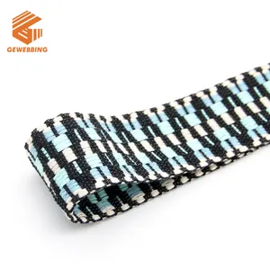 Soft Polyester Webbing 30MM Wave Ethnic Rainbow Webbing Multicam Jacquard Woven Webbing Straps For Bag