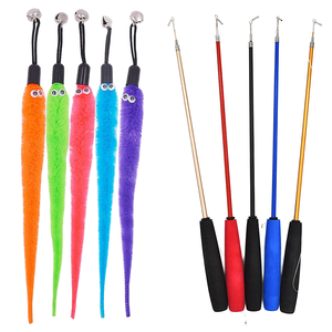 Varita de juguete colorida con diseño de gato de dibujos animados, repuesto de gusano metálico, juguete interactivo ecológico para entrenamiento y juego de gatos. - Product Image 1