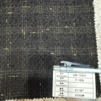 Tissu Tweed Métallique Noir et Or 325 GSM 100% Polyester Double Face Teint en Fil Tissé Respirant pour Veste et Manteau de Luxe pour Femme