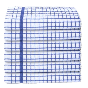 Essuie-tout de cuisine en coton à carreaux bleu et blanc, rectangulaire, tissé, séchage rapide, lavable en machine - Product Image 1