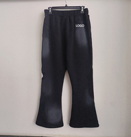 Pantalon de jogging évasé patchwork pour homme avec taille élastique et coupe empilée # Vêtements décontractés sur mesure pour hommes en grande taille