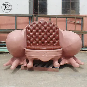 लिविंग रूम के लिए क्रिएटिव फाइबरग्लास टॉड पशु मूर्ति चमड़े की सिंगल लाउंज सोफा कुर्सी