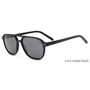 Double Bridge Transparent Vintage Polarized Lenses Sunglasses Women 2024 Men Shades Acetate Frame