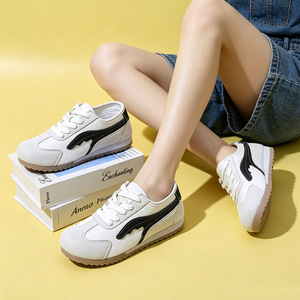 Vintage Style Suede <strong>Trainers</strong> Unisex Low Top Contrast Stripe Lace up Lightweight Trendy Casual Shoes Footwear OEM - Product Image 3