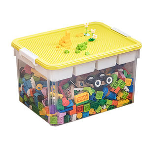 Xitianlong Double Layer Transparent Storage <b>Box</b> <b>With</b> <b>Lid</b> <b>Toy</b> Building Block Organizer Rectangle Standing Type Solid Color - Product Image 4