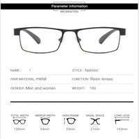 Lunettes de lecture tendance pour hommes d'affaires, monture carrée en métal, verres en résine anti-lumière bleue, presbytie +1.0~+4.0