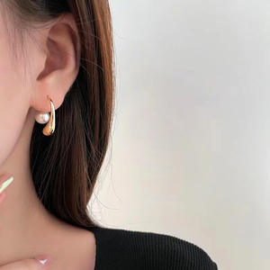 S925 Silver DIY Pearl Accessories Fashionable Silver <b>Ear</b> Buckle with 6-8mm Beads Empty Stand for Nail <b>Ear</b> <b>Cuff</b> <b>Earrings</b> 22267 - Product Image 4