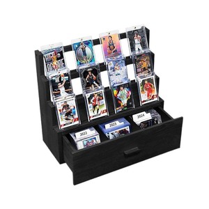 Estante de Almacenamiento de Tarjetas de Deportes de Madera, Estante de Exhibición de Tarjetas de Deportes de Múltiples Niveles, Estante de Almacenamiento de Tarjetas de Estrellas de Fútbol y Baloncesto - Product Image 4