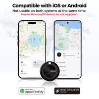 Lot de 4 traceurs GPS intelligents MiLi Mitag certifiés Google Find My pour Android et Apple, avec Wi-Fi et contrôle à distance en temps réel, en plastique