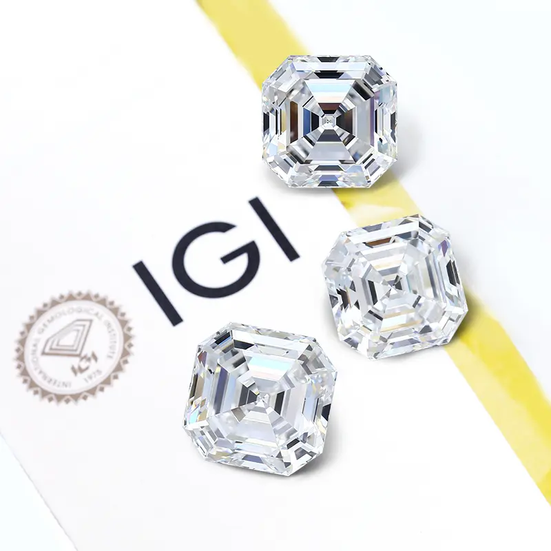 IGI Asscher 컷 1CT 1.5CT 2CT 랩 성장 다이아몬드 도매 가격 Starsgem CVD HPT DEF VS VVS 팬시 랩 다이아몬드