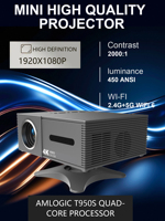 Mini projecteur intelligent Full HD 1080P, home cinéma portable, Android 13, WiFi 6, BT 5.2, haut-parleur intégré, projection, lecteur multimédia