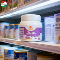 Capuchon à rabat personnalisé en PP pour conteneur de lait en poudre, qualité alimentaire, avec étiquetage intégré et cuillère