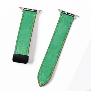 YUNSEหรูหราของแท้หนังแม่เหล็กหัวเข็มขัดiWatch Band Vintage Watchbandสําหรับสมาร์ทSeries 6 <span class=keywords><strong>7</strong></span> 8 SE Ultraสายนาฬิกา - Product Image 4