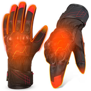 Guantes de motocicleta con calefacción térmica Material de PU Guantes calefactables ajustables interiores de terciopelo impermeables a prueba de viento - Product Image 1