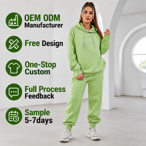 Fabricant de survêtements en gros OEM ODM – <span class=keywords><strong>Ensemble</strong></span> sweat à capuche et <span class=keywords><strong>jogging</strong></span> oversize personnalisé pour <span class=keywords><strong>femme</strong></span> – Sweats à capuche en molleton athleisure tendance - Product Image 1