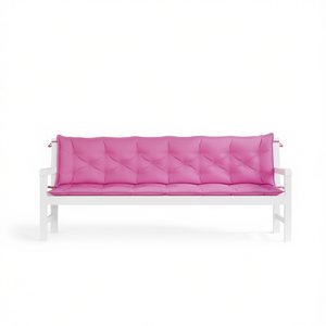 Coussins de banc d'extérieur extra longs roses, 100% polyester matelassé, résistants à l'eau, amovibles, utilisables toute l'année - Product Image 1