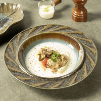 Yayu 2023 nouveaux designs rétro restaurant japonais couleur émaillée dîner rond personnalisé plats et assiettes assiettes en céramique en vrac