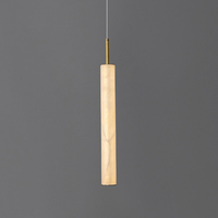 Suspension cylindrique moderne en marbre et albâtre avec métal laiton pour îlot de cuisine, chambre à coucher, chevet, table à manger