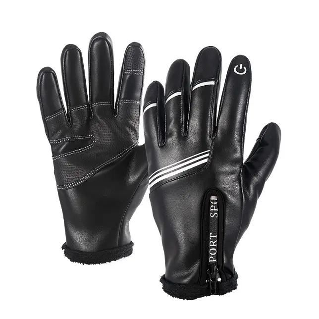 Guantes de cuero con pantalla táctil para hombre y mujer, manoplas largas de invierno para motocicleta, ciclismo de montaña, venta al por mayor, OEM de China