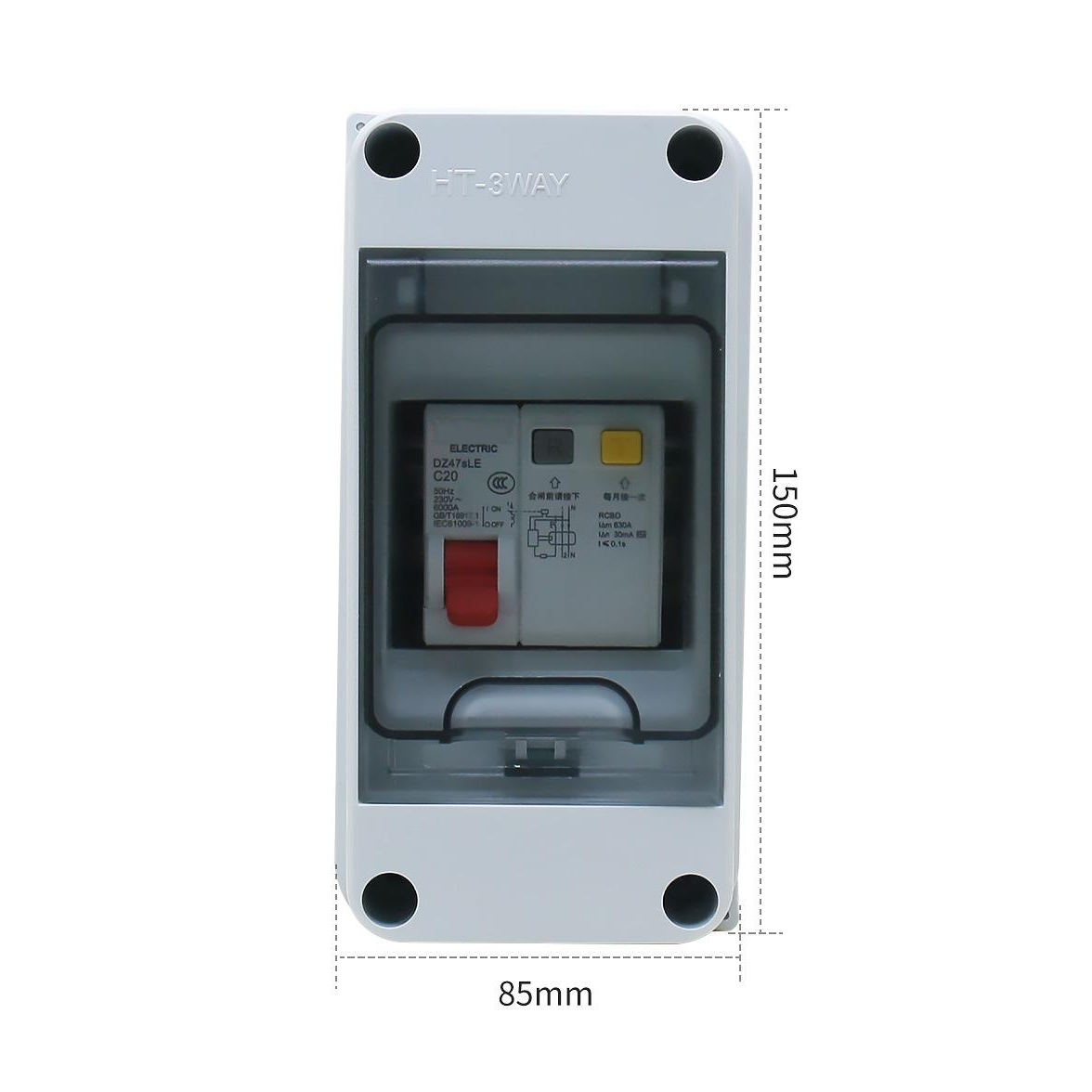Residual current device switch 1P+N  3-circuit waterproof box