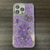 Coque de téléphone en TPU à paillettes motif papillon pour iPhone 17 16 15 13 12, Housse de téléphone à motif floral pour Redmi 17 Note 17 15C A5 13C 12C 9C A3