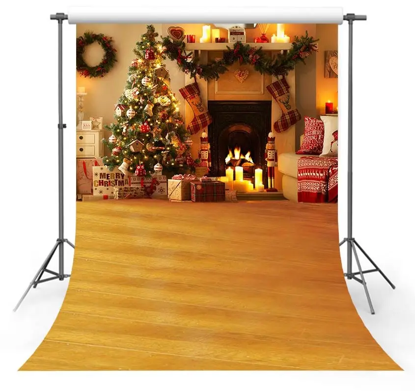 7x5ft xmas vinyl Photography Backdrops Child Christmas photoshoot prop Fireplace Decoration Background for Photo